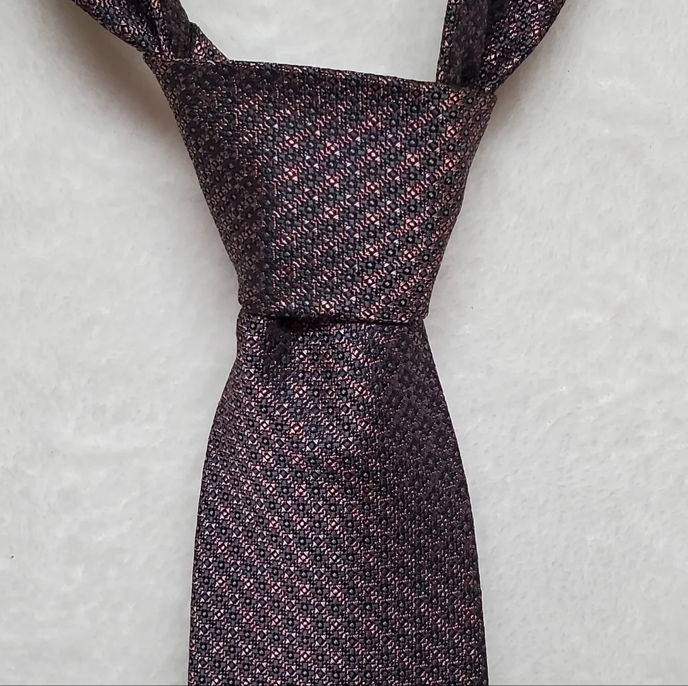 Oscar de la Renta Vintage Navy Blue Pink Diamond Floral Necktie